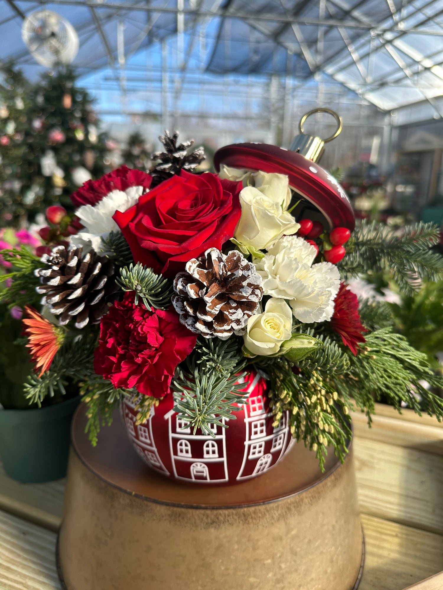 Deck the Halls Ornament Flower Arrangement