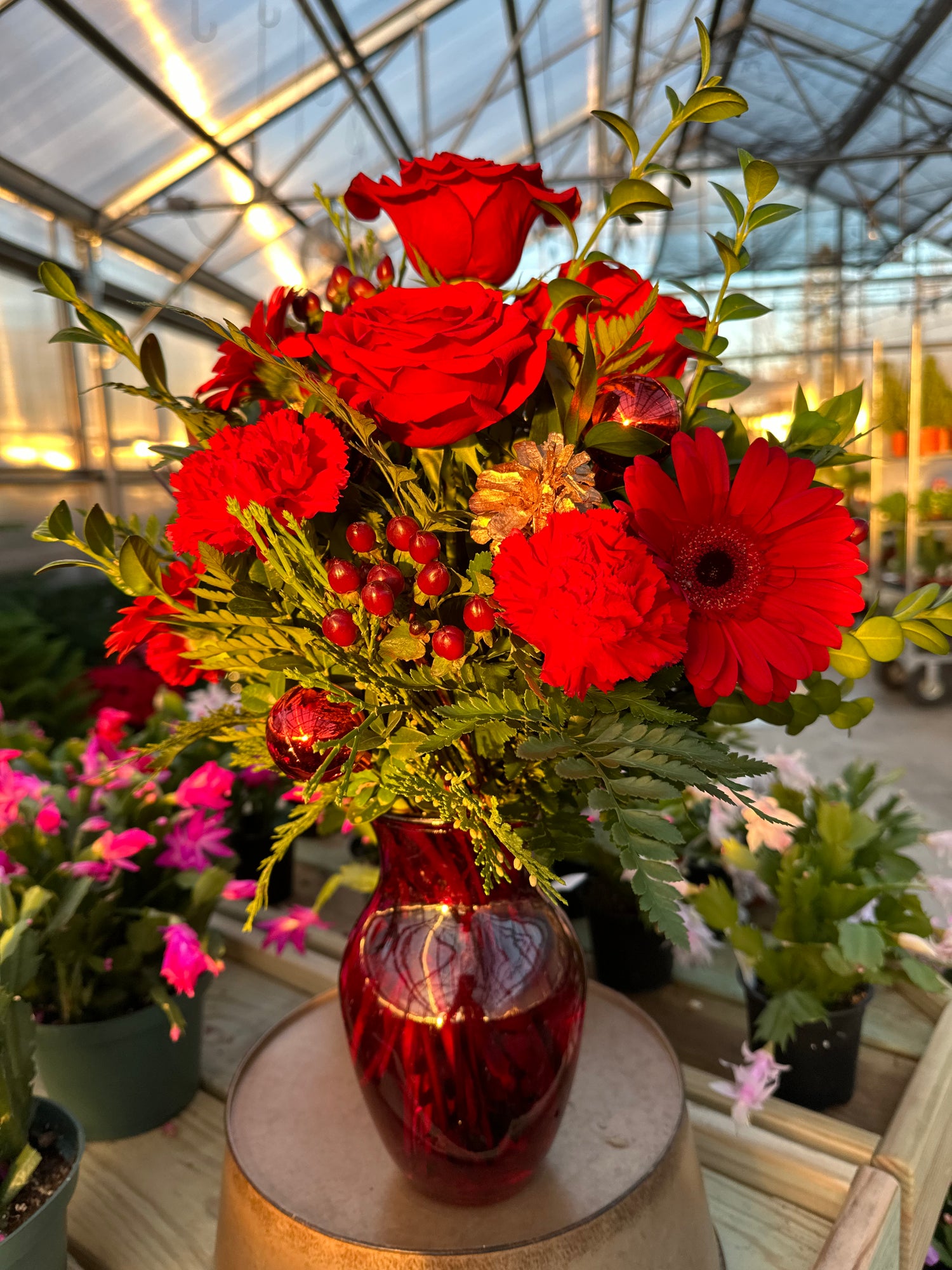 Holiday Red Flower Arrangement