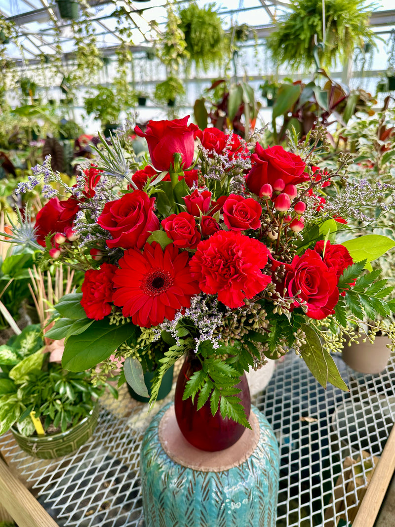 Shades of Red Designer's Choice Flower Arrangement